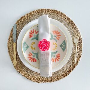 Elegant Rose Napkin Rings – Bright Pink - Handmade - Wedding Party Event Planner